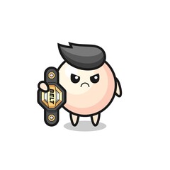 Obraz premium pearl mascot character as a MMA fighter with the champion belt