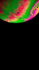 Bubbles macro. Globe planet earth in galaxy universe space with abstract sun on black background....