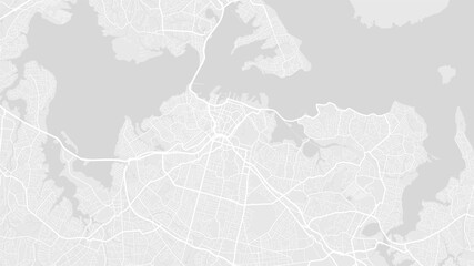White and grey Auckland city area vector background map, streets and water cartography illustration.