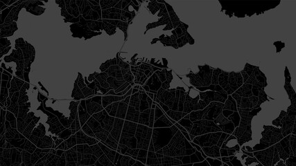 Black and grey Auckland city area vector background map, streets and water cartography illustration. - obrazy, fototapety, plakaty