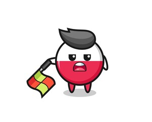 cute poland flag badge cartoon is playing hula hoop