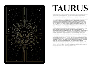 vector illustration of taurus in gold and black colours and abstractions cosmos