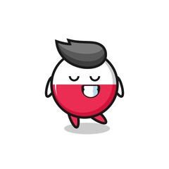 poland flag badge cartoon illustration with a shy expression