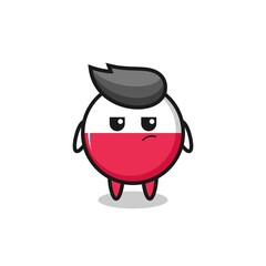 cute poland flag badge character with suspicious expression