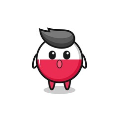 the amazed expression of the poland flag badge cartoon