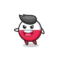 poland flag badge cartoon with very excited pose