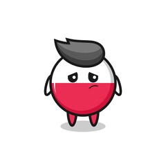 the lazy gesture of poland flag badge cartoon character