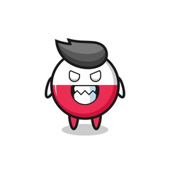 evil expression of the poland flag badge cute mascot character
