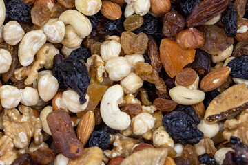 Organic nuts. close up. Mixed nuts as background texture