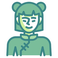 chinese green twotone line icon