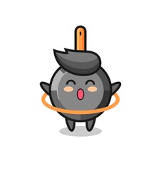cute frying pan cartoon is playing hula hoop