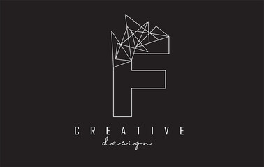Fototapeta premium Outline Letter F logo design with broken stone detail. Vector Illustration with geometrical effect.