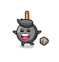 the happy frying pan cartoon with running pose