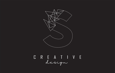 Outline Letter S logo design with broken stone detail. Vector Illustration with geometrical effect.