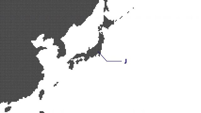 アジア 日本 位置 アニメーション動画素材