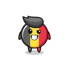 cute belgium flag badge mascot with an optimistic face