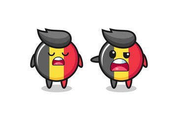 illustration of the argue between two cute belgium flag badge characters