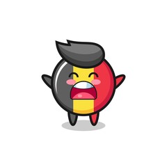 cute belgium flag badge mascot with a yawn expression