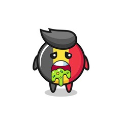 the cute belgium flag badge character with puke