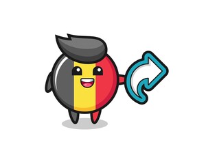 cute belgium flag badge hold social media share symbol