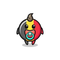 baby belgium flag badge cartoon character with pacifier
