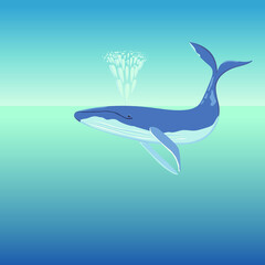 World whale day, vector illustration. Liberty and save whale. World oceans day. For postcard, icon, sticker, banner, paper seal on packaging, gift packaging, tekstil t-shirt 