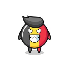 evil expression of the belgium flag badge cute mascot character