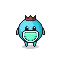 cute blueberry cartoon wearing a mask