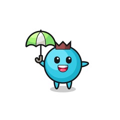 cute blueberry illustration holding an umbrella