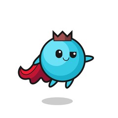 cute blueberry superhero character is flying