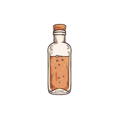 Vintage essential oil bottle or flask engraving vector illustration isolated.