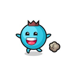 the happy blueberry cartoon with running pose
