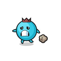 illustration of the blueberry running in fear