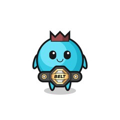 the MMA fighter blueberry mascot with a belt