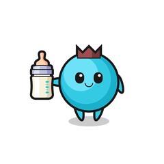 baby blueberry cartoon character with milk bottle