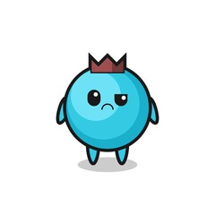 the mascot of the blueberry with sceptical face