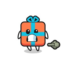 Naklejka premium the illustration of the gift box cartoon doing fart