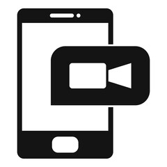 Phone online meeting icon, simple style