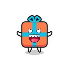 illustration of evil gift box mascot character