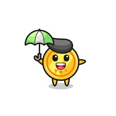 cute medal illustration holding an umbrella