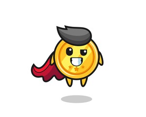 the cute medal character as a flying superhero