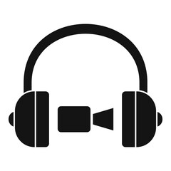 Headphones online meeting icon, simple style
