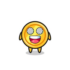 cute medal character with hypnotized eyes