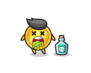 Obraz premium illustration of an medal character vomiting due to poisoning