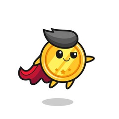 cute medal superhero character is flying