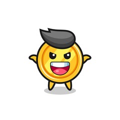 Fototapeta premium the illustration of cute medal doing scare gesture