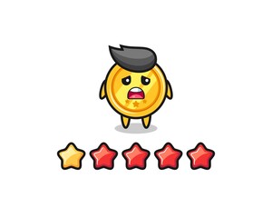 the illustration of customer bad rating, medal cute character with 1 star