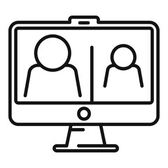 Family online meeting icon, outline style