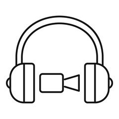 Headphones online meeting icon, outline style