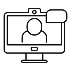 Hd online meeting icon, outline style